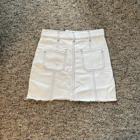 White Denim Skirt w/ Navy Stitching - Picture 5 of 6